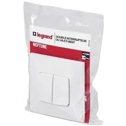 Double interrupteur ou va-et-vient Legrand Neptune 0 913 21 coloris blanc 10 A