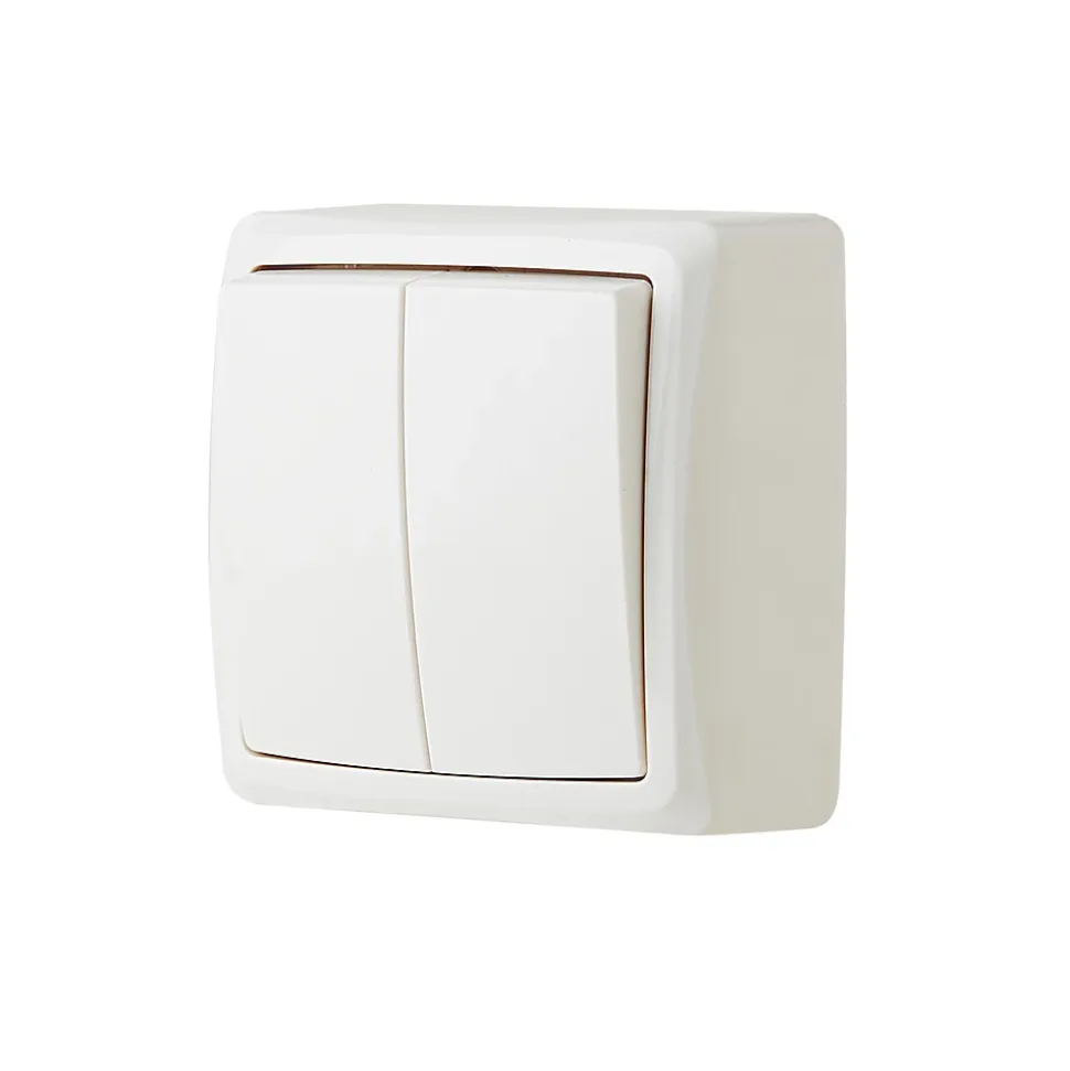 Double interrupteur va-et-vient monobloc en saillie étanche Jacobsen Sigurd blanc complet