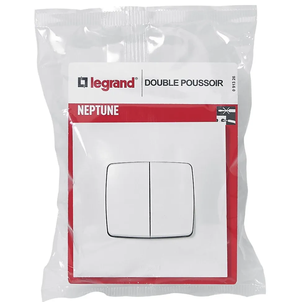 Double poussoir Legrand Neptune Blanc