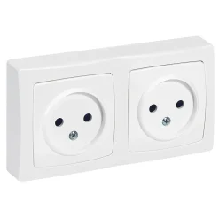 Double prise 2 pôles horizontale ASL Legrand blanc