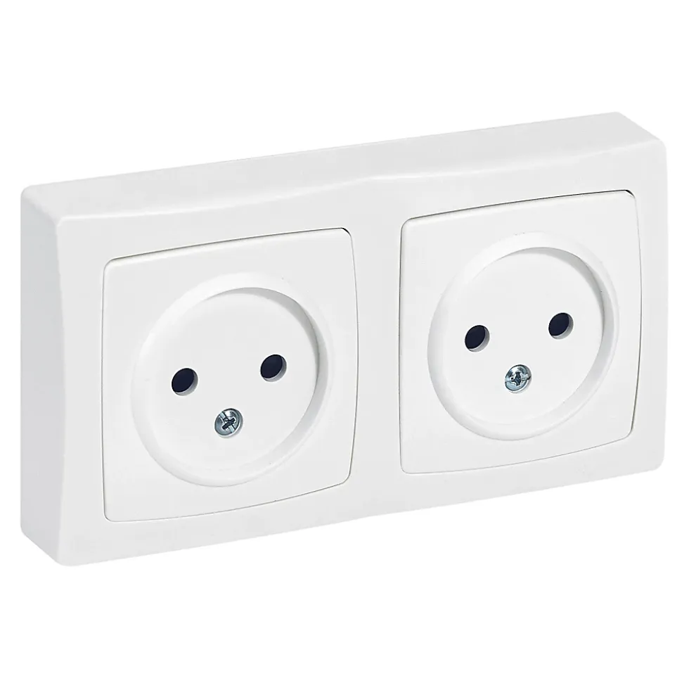 Double prise 2 pôles horizontale ASL Legrand blanc