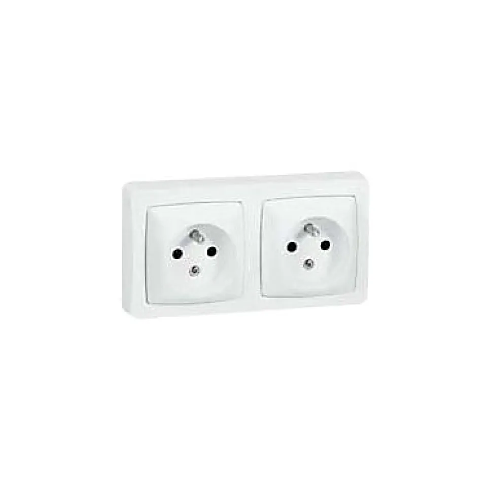 Double prise 2 pôles+terre horizontale ASL Legrand blanc
