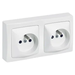 Double prise 2 pôles+terre horizontale ASL Legrand blanc