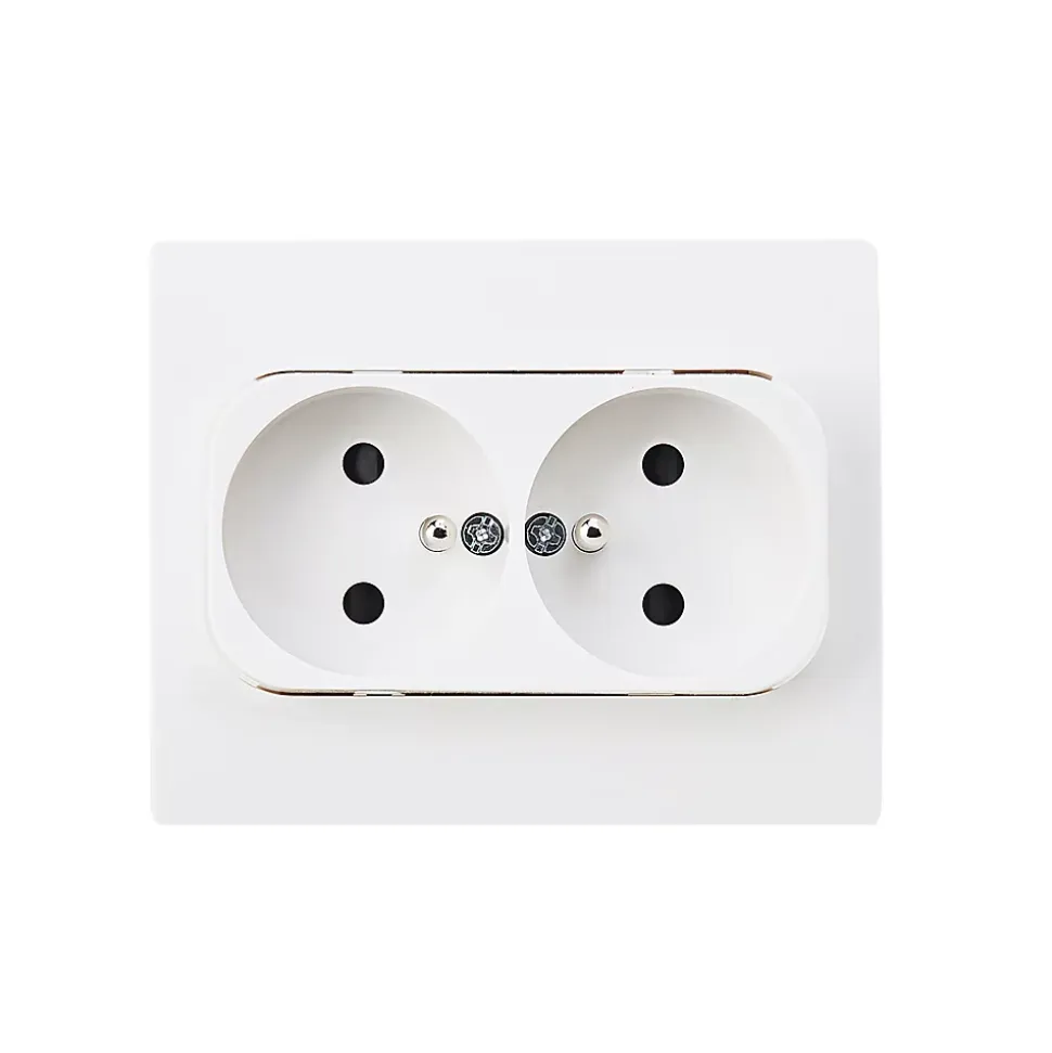 Double prise en saillie blanc complet