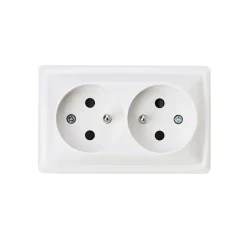 Double prise monobloc en saillie Jacobsen Sigurd blanc complet