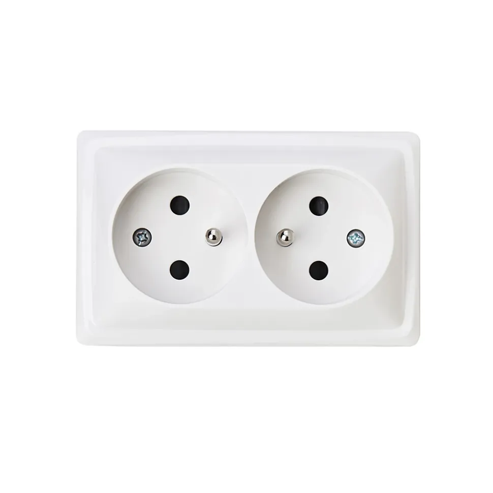 Double prise monobloc en saillie Jacobsen Sigurd blanc complet