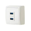 Double prise USB-A monobloc en saillie Jacobsen Sigurd blanc complet