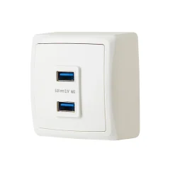 Double prise USB-A monobloc en saillie Jacobsen Sigurd blanc complet