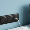 Double prise USB-A+C Jacobsen Kennet blanc complet
