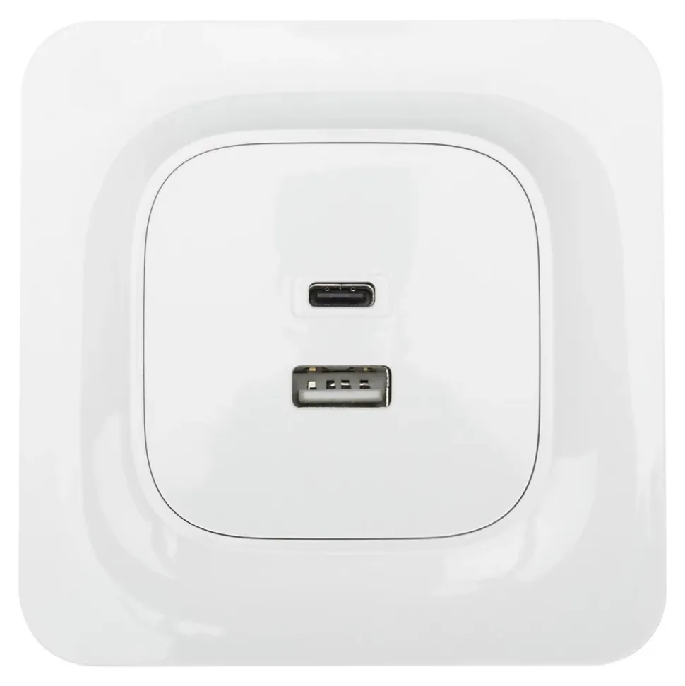 Double prise USB-A+C Jacobsen Kennet blanc complet