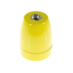 Douille E27 en Porcelaine Jaune - Déco Vintage