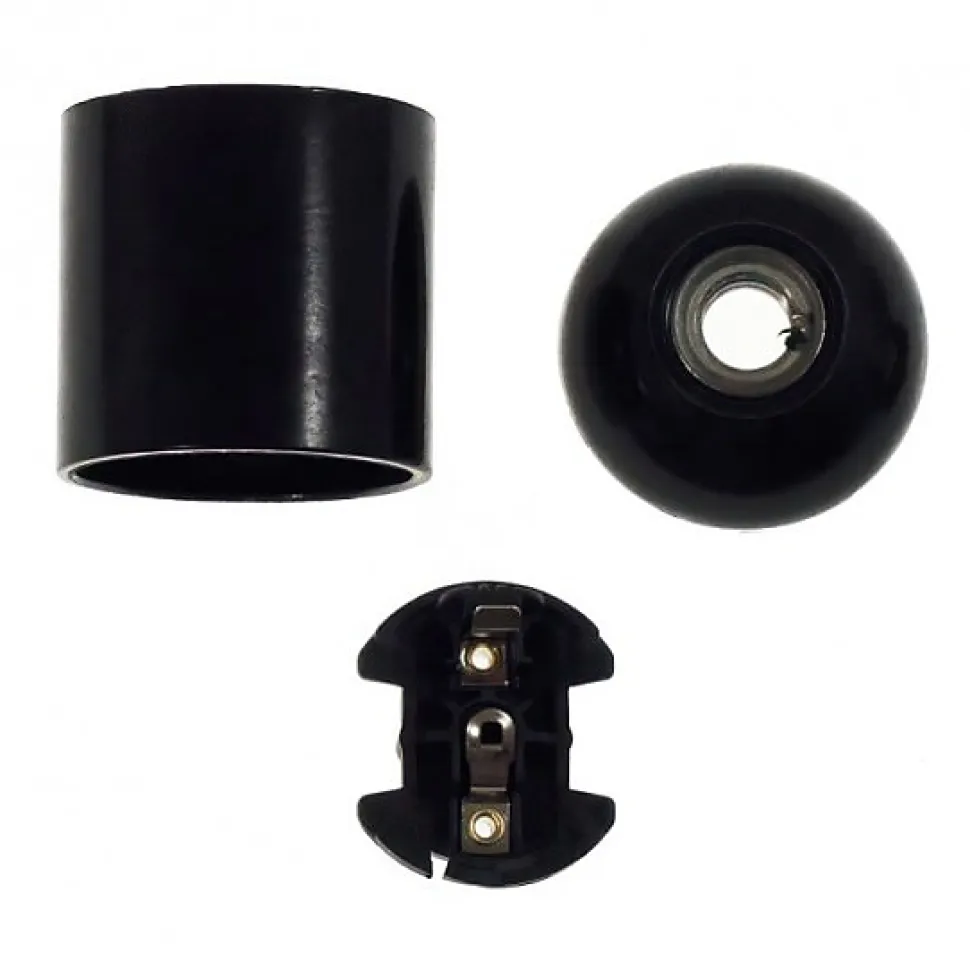 Douille Noire E27 noire Bakélite à Chemise Lisse Style Rétro et Qualité Moderne
