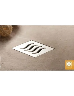 Drain de douche carré en acier inoxydable CONFLUO TIDE 15x15 cm