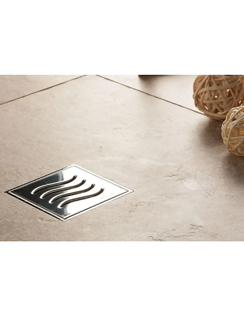 Drain de douche carré en acier inoxydable CONFLUO TIDE 15x15 cm