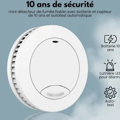 Détecteur de fumée Aroha Safety Pro Mini - Batterie 10 ans - Détecteur de fumée - Alarme incendie - 5 pièces