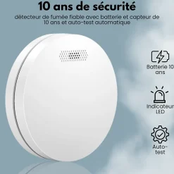 Détecteur de fumée Aroha Safety Pro - Batterie 10 ans - Détecteur de fumée - Alarme incendie - 3 pièces