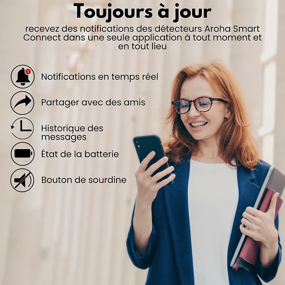 Détecteur de fumée et de monoxyde de carbone Aroha Smart Connect WiFi - Batterie 10 ans - Alarme incendie et CO - Tuya & SmartLife