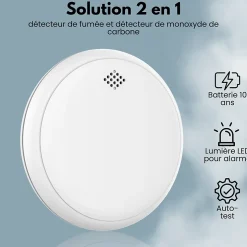 Détecteur de fumée et de monoxyde de carbone Aroha Safety Pro Sleep Line - Batterie 10 ans - Alarme incendie et de CO - 2 pièces