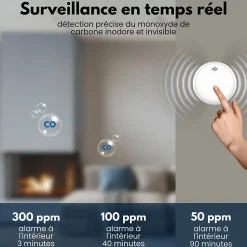 Détecteur de fumée et de monoxyde de carbone Aroha Safety Pro Sleep Line - Batterie 10 ans - Alarme incendie et de CO - 5 pièces