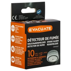 Détecteur de fumée Evacuate autonomie 10 ans 85 dB(A)