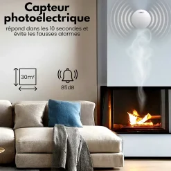 Détecteur de fumée WiFi Aroha Smart Connect - Batterie 10 ans - Alarme incendie connecte avec Tuya et Smartlife