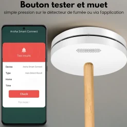 Détecteur de fumée WiFi Aroha Smart Connect - Batterie 10 ans - Alarme incendie connecte avec Tuya et Smartlife - 5 pièces