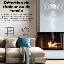Détecteur de fumée/chaleur connectable Aroha Link - Batterie 10 ans - Capteur de fumée interconnecté - Alarme incendie - Pack de 3