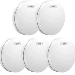 Détecteur de fumée/chaleur connectable Aroha Link - Batterie 10 ans - Capteur de fumée interconnecté - Alarme incendie - Pack de 5