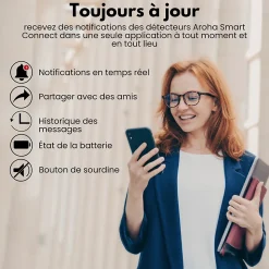Détecteur de monoxyde de carbone Aroha Smart Connect WiFi - Batterie 10 ans - Alarme de CO connecte Tuya et Smartlife - 2 pièces