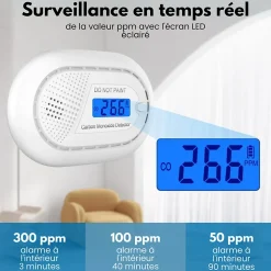 Détecteur de monoxyde de carbone Aroha Safety Pro - Batterie 10 ans - Alarme de CO portable, capteur de CO - 2 pièces
