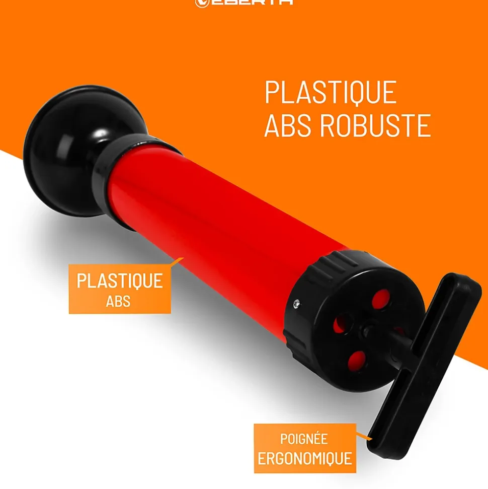 EBERTH Pompe de nettoyage de tuyaux pour un nettoyage efficace des lavabos, douches et baignoires, diamètre de l'embout 90 mm