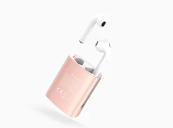 Ecouteurs connectés Bluetooth boîtier rose
