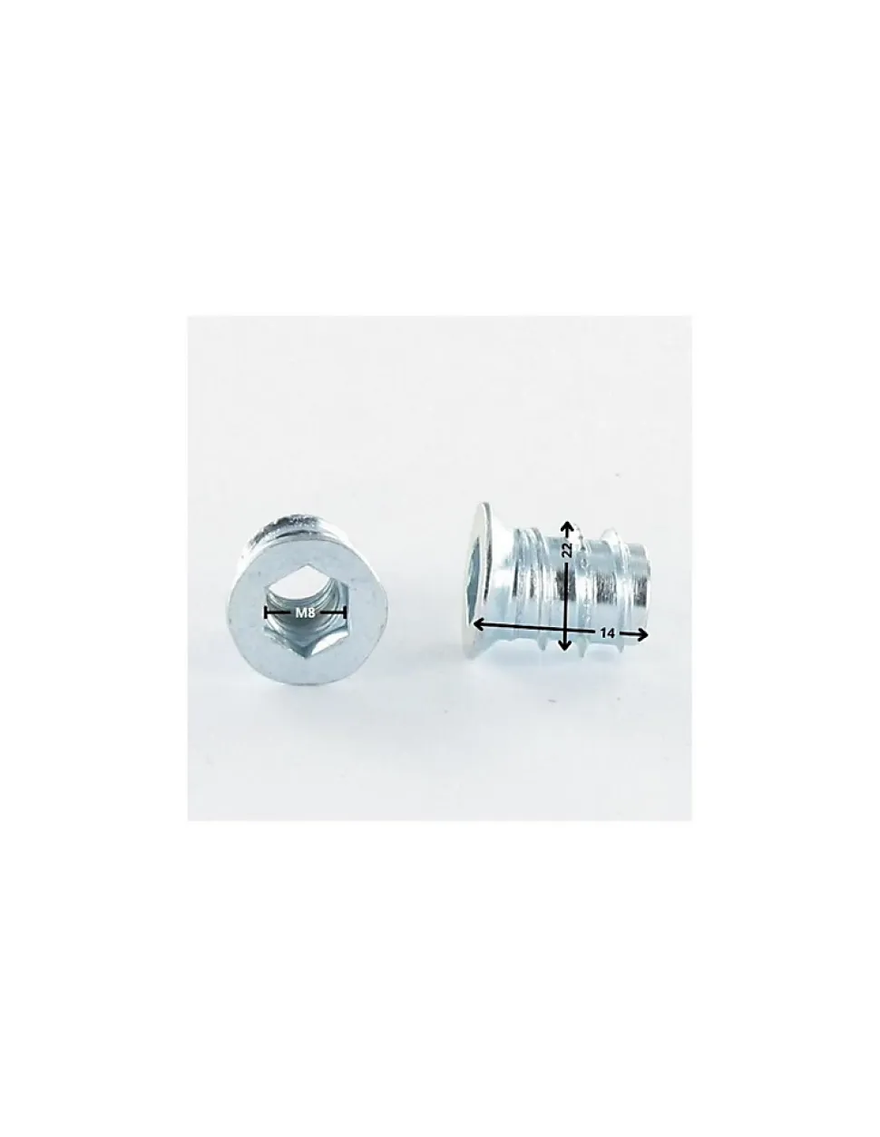 Ecrou Clé de 8 HC8 M8 14X22 Acier zingué 312 - 1500 pièces