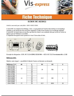Ecrou Clé de 8 HC8 M8 14X22 Acier zingué 312 - 1500 pièces