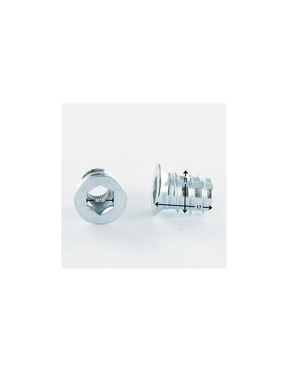 Ecrou Clé de 10 HC10 M10 17X20 Acier zingué - 1000 pièces