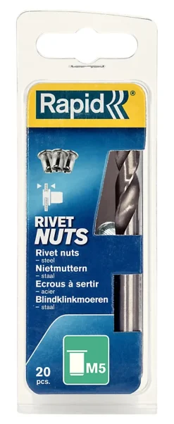 Ecrous à sertir Rapid M5, lot de 20 pièces