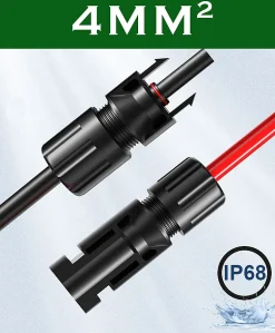 Elfcam - 2 Câbles Solaires 4mm² 20m, Connecteurs M/F, 12AWG, DC1500V, IP68, Anti-UV, Certifié TUV