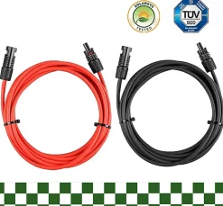 Elfcam - 2 Câbles Solaires 4mm² 12m, Connecteurs M/F, 12AWG, DC1500V, IP68, Anti-UV, Certifié TUV