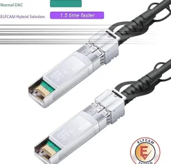 Elfcam - Câble DAC SFP+ à SFP+ 10Gb - 5m, Twinax Attache Directe, Haute Performance