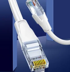 Elfcam - Câble Ethernet RJ45 Cat 7 SFTP 15m (Rond Blanc), 10Gbps, 600MHz, Cuivre, Anti-Interférences