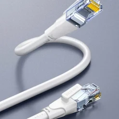 Elfcam - Câble Ethernet RJ45 Cat 7 SFTP 0.5m (Rond Blanc), 10Gbps, 600MHz, Cuivre, Anti-Interférences
