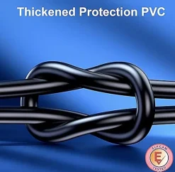 Elfcam - Câble Ethernet RJ45 Cat 7 SFTP 1m (Rond Noir), 10Gbps, 600MHz, Cuivre, Anti-Interférences