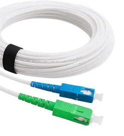 Elfcam - Câble Fibre Optique SC-APC à SC-UPC - 2m (Blanc), Jarretière Optique 9/125um, Compatible Freebox, Livebox