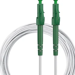 Elfcam - Câble Fibre Optique LC/APC à LC/APC - 20m (Blanc), Jarretière Optique Simplex Monomode 9/125um LSZH