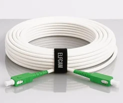 Elfcam - Câble Fibre Optique SC-APC à SC-APC - 0.5m (Blanc), Jarretière Renforcée 9/125um, Blindé, Compatible Livebox
