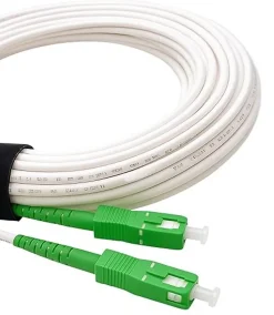 Elfcam - Câble Fibre Optique SC-APC à SC-APC - 0.5m (Blanc), Jarretière Renforcée 9/125um, Blindé, Compatible Livebox