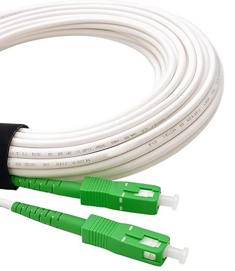 Elfcam - Câble Fibre Optique SC-APC à SC-APC - 20m (Blanc), Jarretière Renforcée 9/125um, Blindé, Compatible Livebox