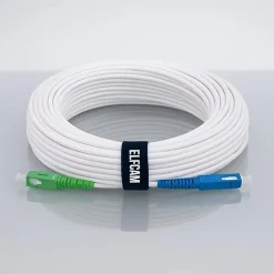 Elfcam - Câble Fibre Optique SC-APC à SC-UPC - 15m (Blanc), Jarretière Optique 9/125um, Compatible Freebox, Livebox