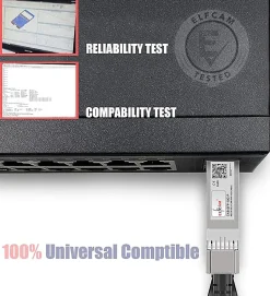 Elfcam - Câble Optique Actif SFP+ à SFP+ - 2m, AOC 10 Gbit/s OM3, Ultra Performant, Réseau Professionnels, PC