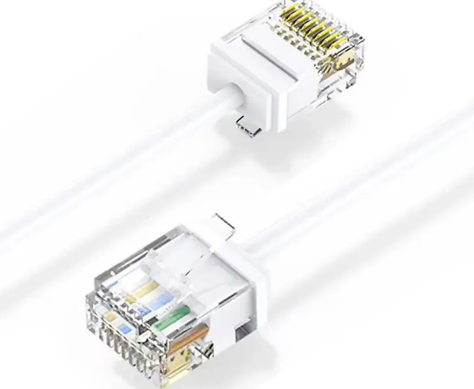 Elfcam - Câble RJ45 Cat 6 Slim 3m (Blanc) - 32AWG Ultra Fin, Réseau LAN/WAN, Haut Débit, Idéal PC, Box, Routeur